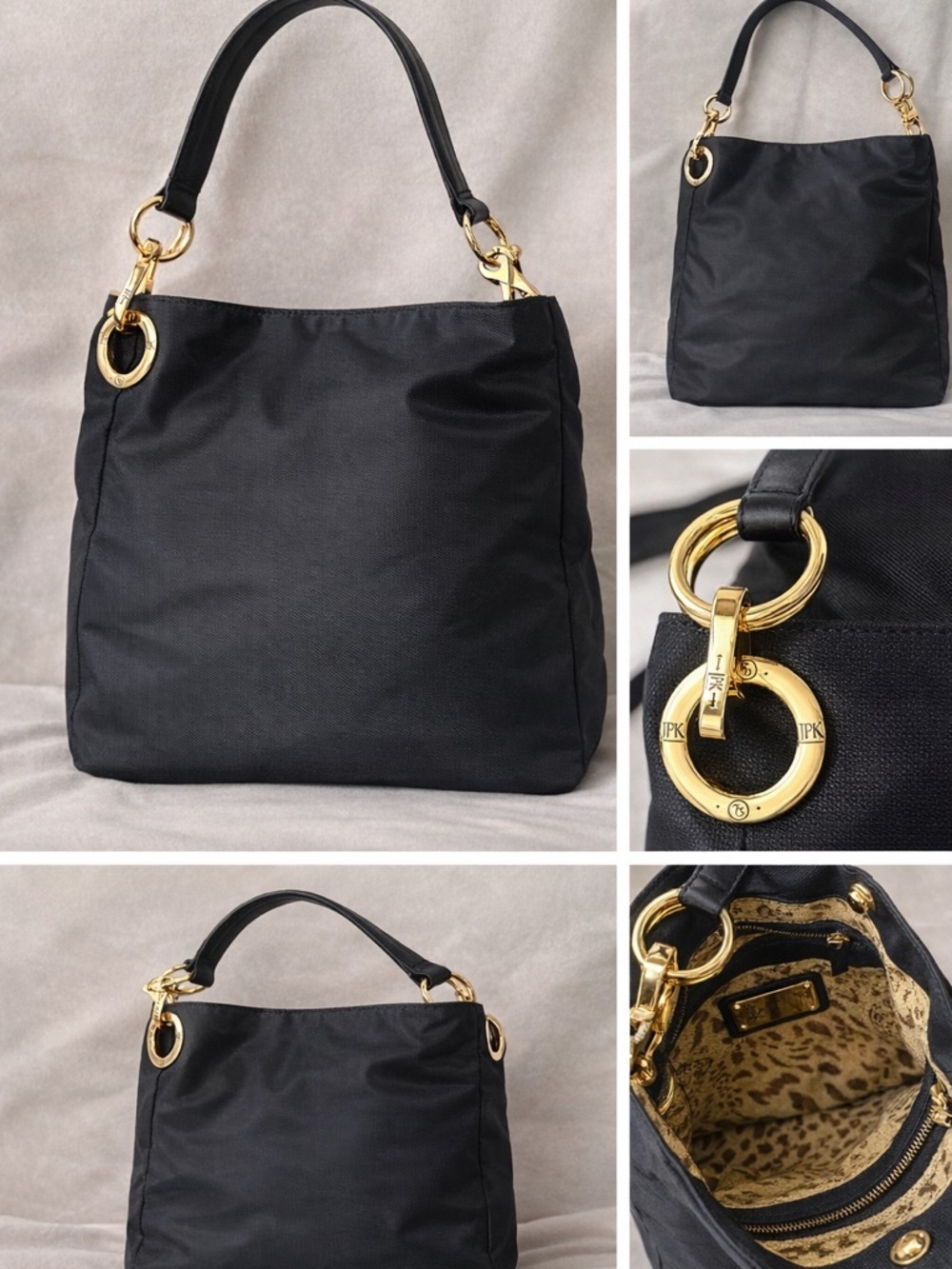 JPK Paris 75 Black Nylon Shoulder Bag Gold Hardware - Picture 2 of 6